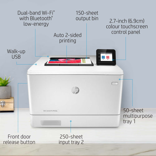 HP Color LaserJet Pro M454dw, Print, Front-facing USB printing; Two-sided printing HP Color LaserJet Pro M454dw, Print, Front-facing USB printing; Two-sided printing